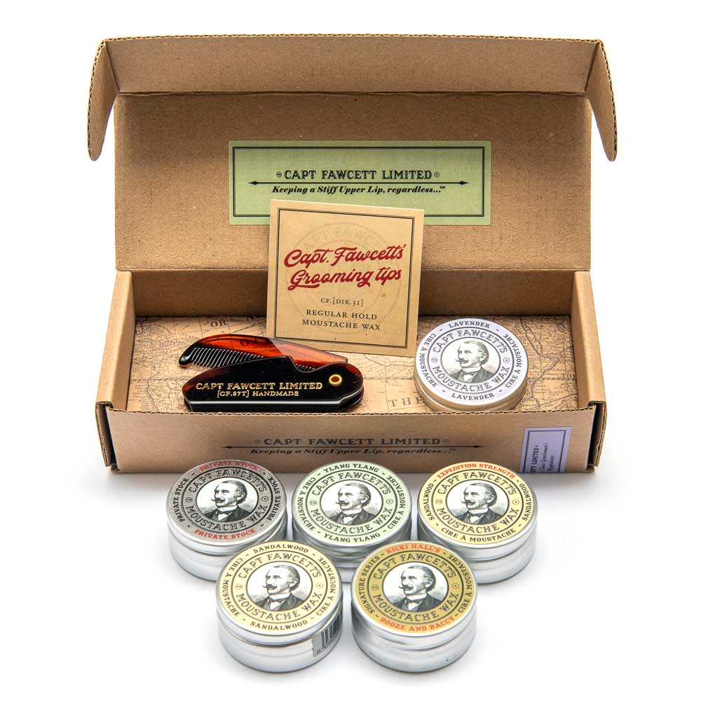 Moustache Wax & Folding Pocket Comb | Captain Fawcett