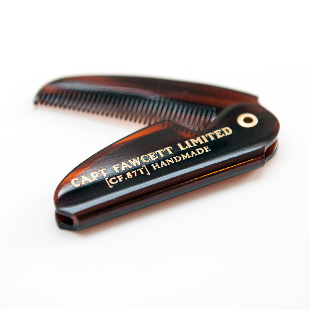 Pocket Moustache Comb With Leather Case | Captain Fawcett