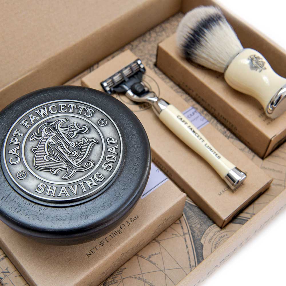 Shave Brush Razor & Soap Gift Set | Captain Fawcett