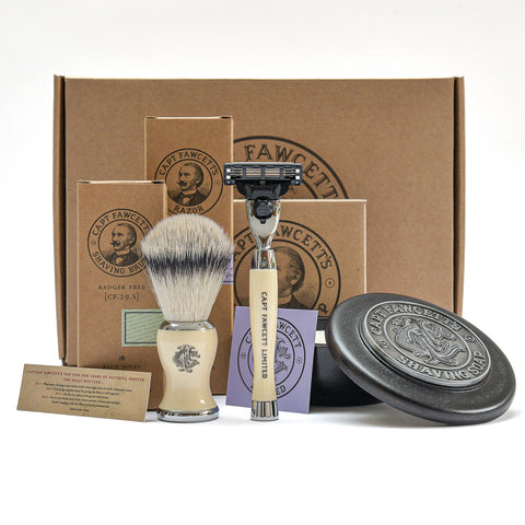 Faux Shave Brush, Razor & Soap Gift Set
