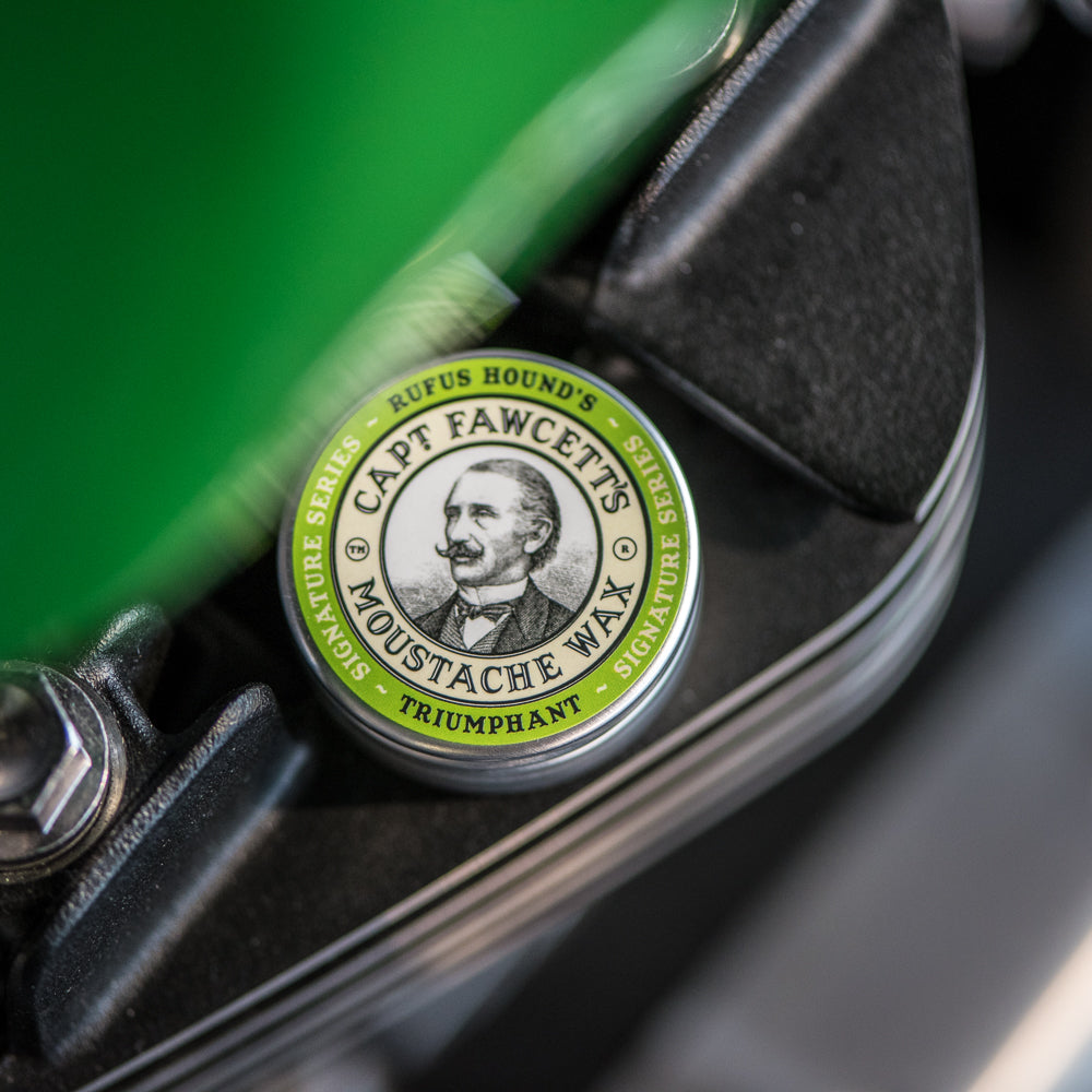 Triumphant Moustache Wax by Rufus Hound | Captain Fawcett