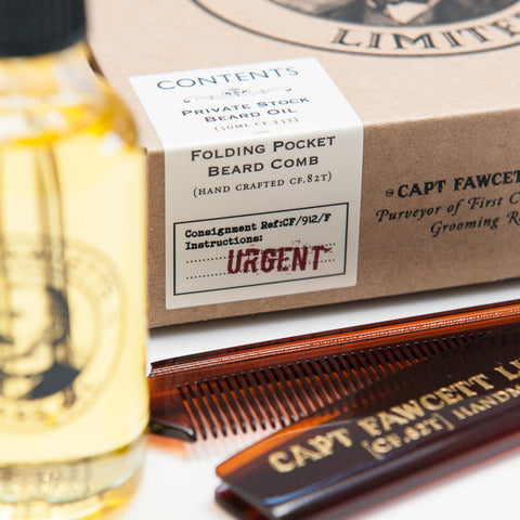 Captain Fawcett's Private Stock Beard Oil & Folding Pocket Comb
