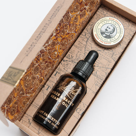 Ricki Hall Booze & Baccy Beard Oil & Moustache Wax Gift Set