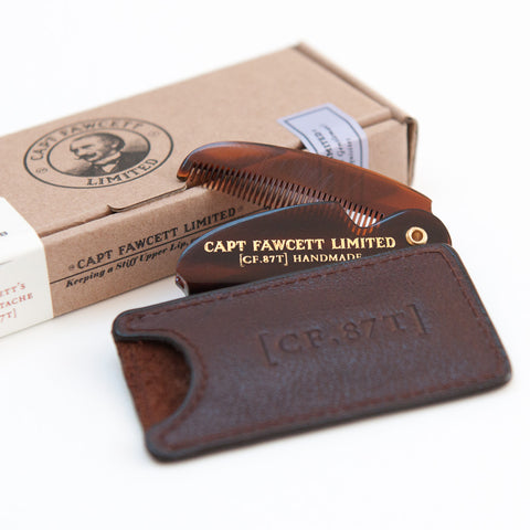 Captain Fawcett's Folding Pocket Moustache Comb & Case