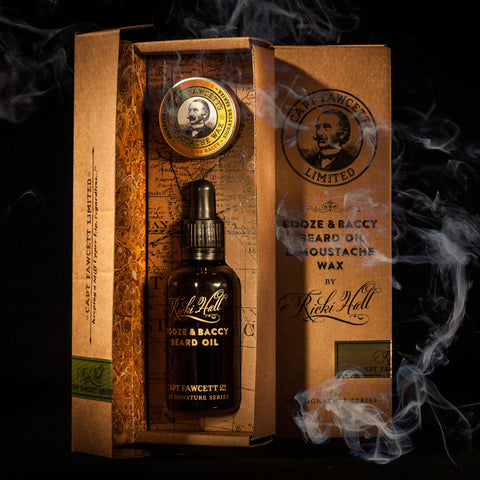 Ricki Hall Booze & Baccy Beard Oil & Moustache Wax Gift Set